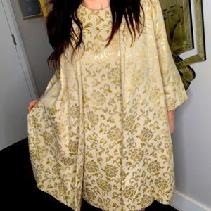 Vintage Yellow & Gold Jacquard Dress & Jacket Set